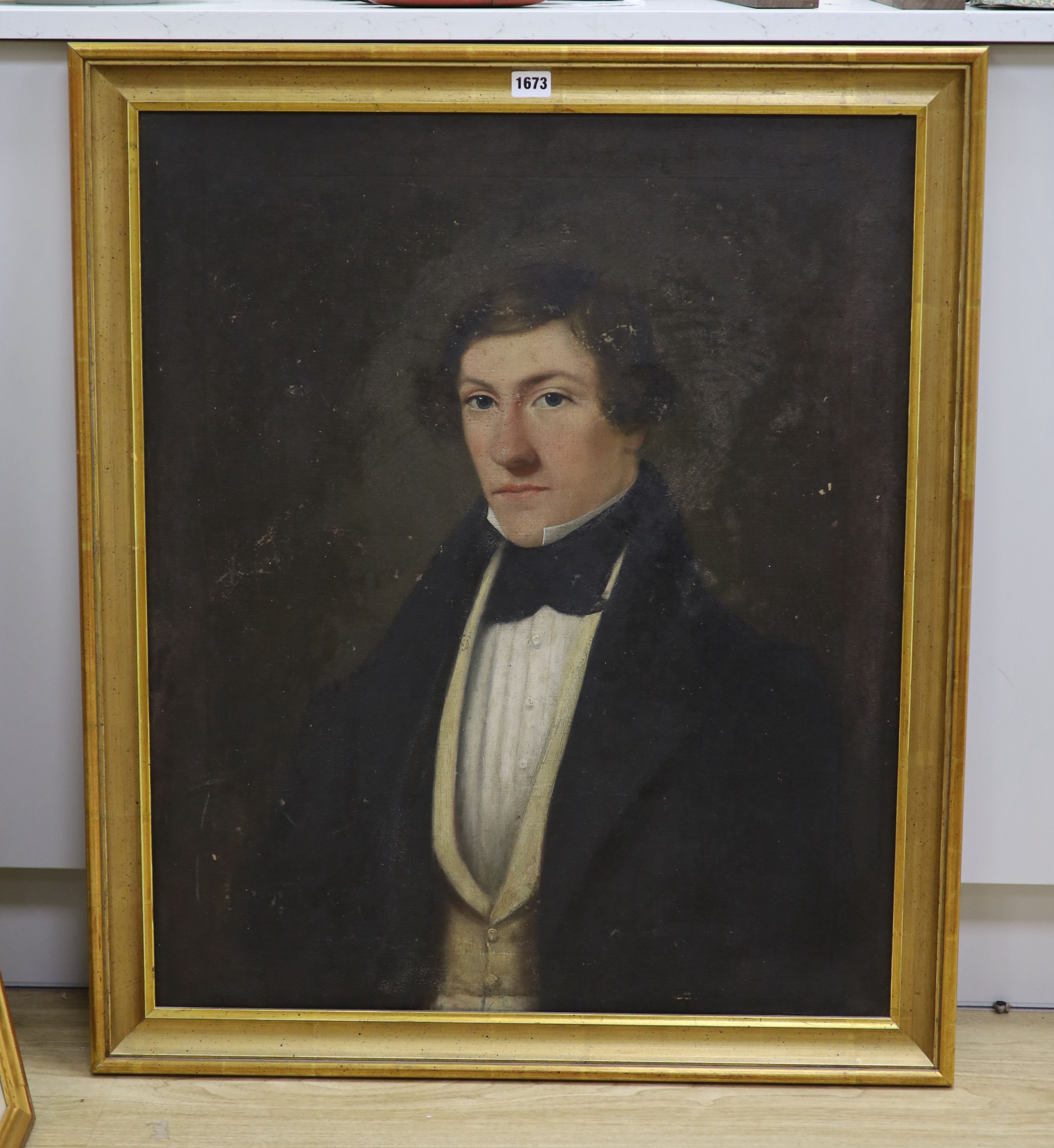 Mid 19th century English School, oil on canvas, Portrait of a gentleman, 75 x 62cm